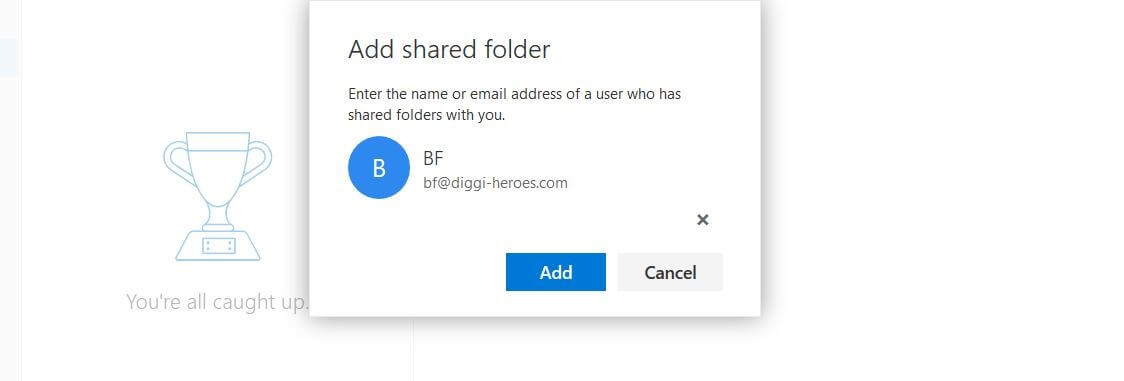 Outlook on the web: “Add Shared Folder”