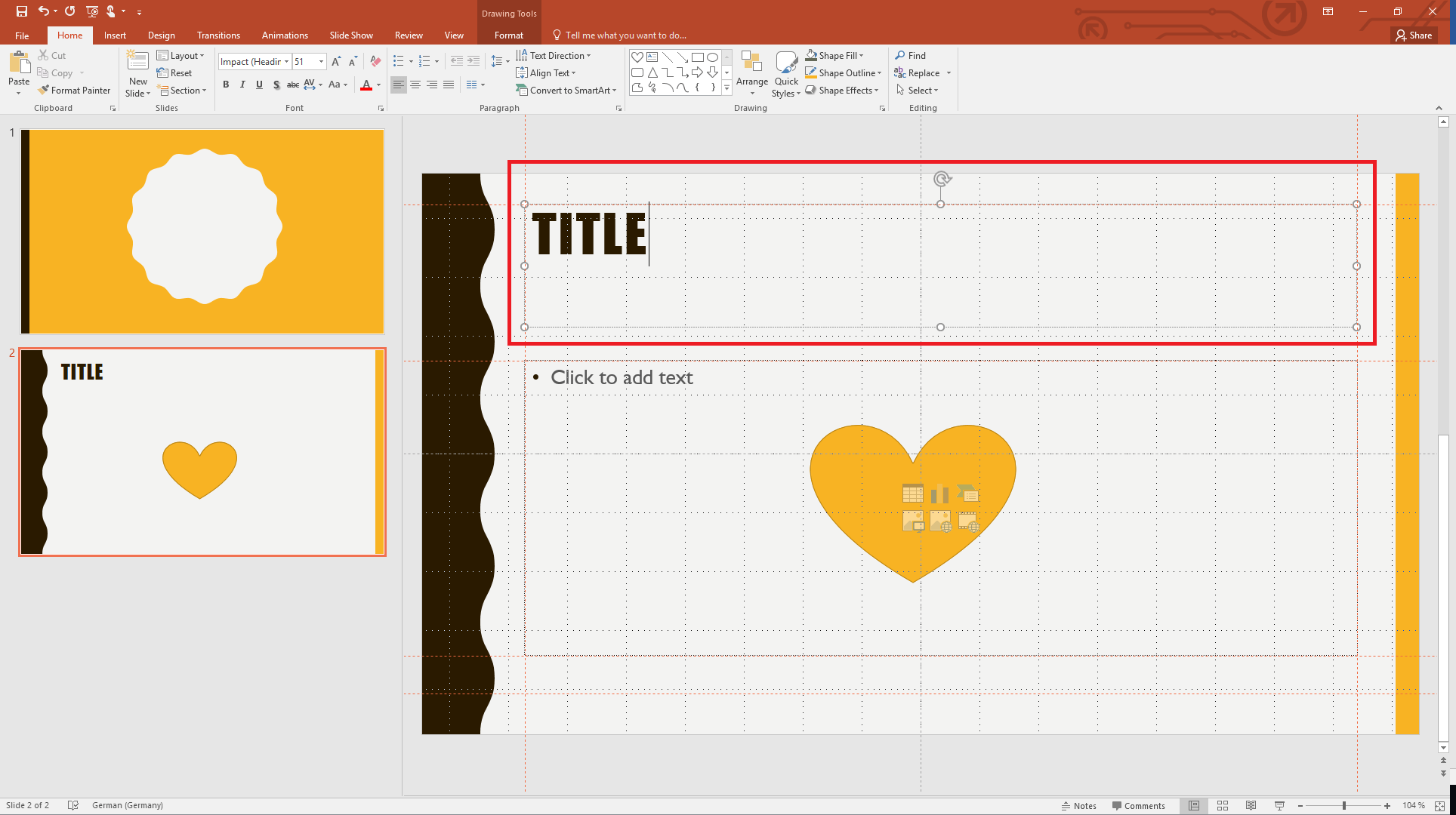 Adding content to a slide in PowerPoint 2019