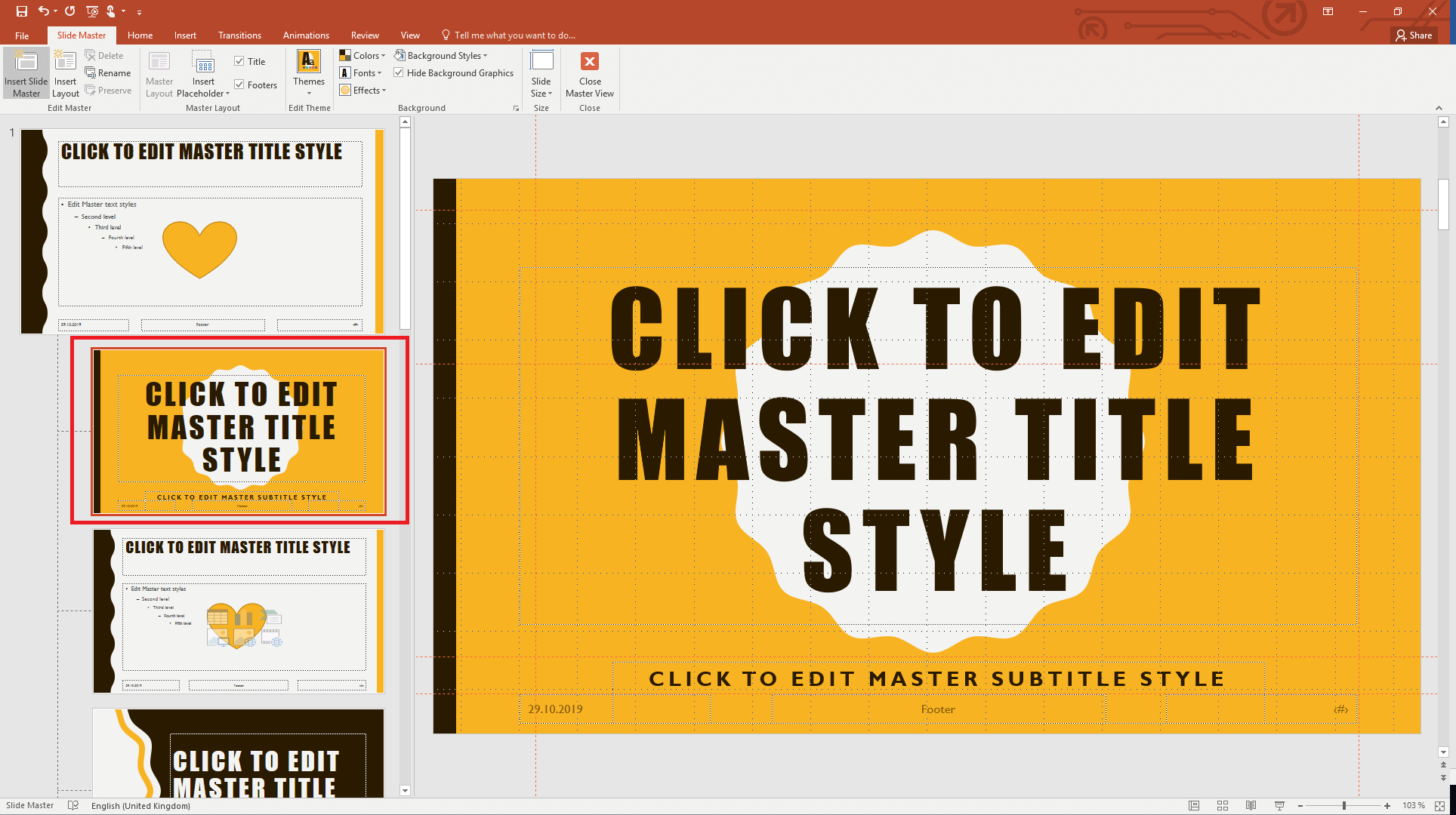 Editing slide layouts in PowerPoint 2019