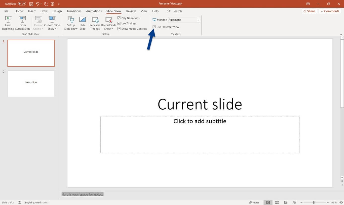 how to use presentation view in powerpoint