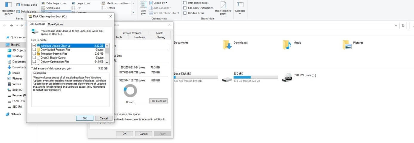 Windows 10: Disk Cleanup of “system files”