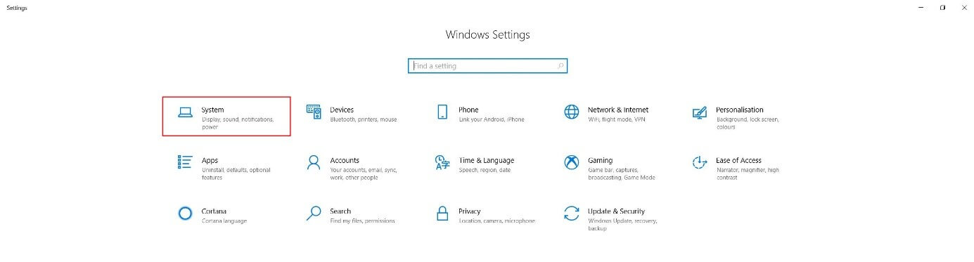 “Windows Settings” in Windows 10