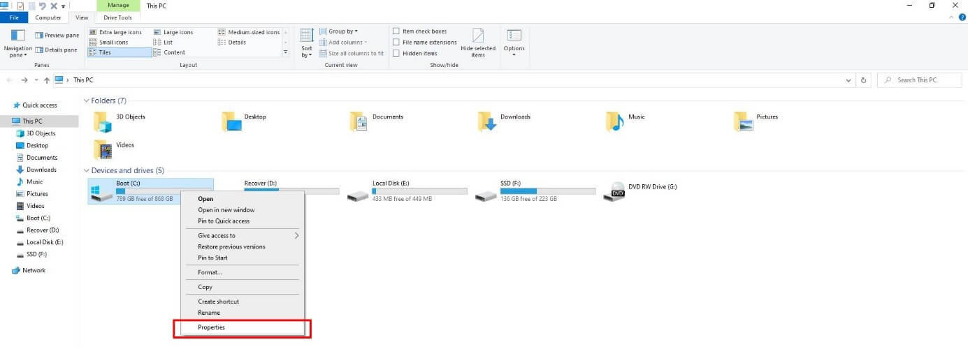 Windows 파일 탐색기 :&ldquo;이 PC&rdquo;개요