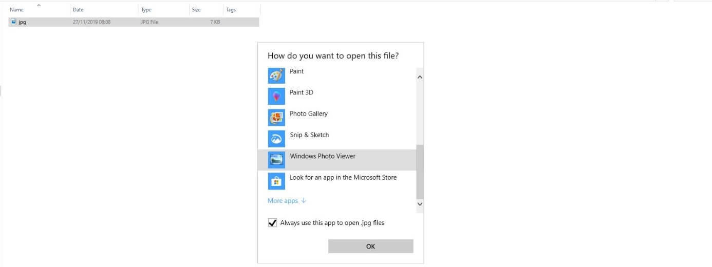 Windows 10 dialog ‘How do you want to open this file?’