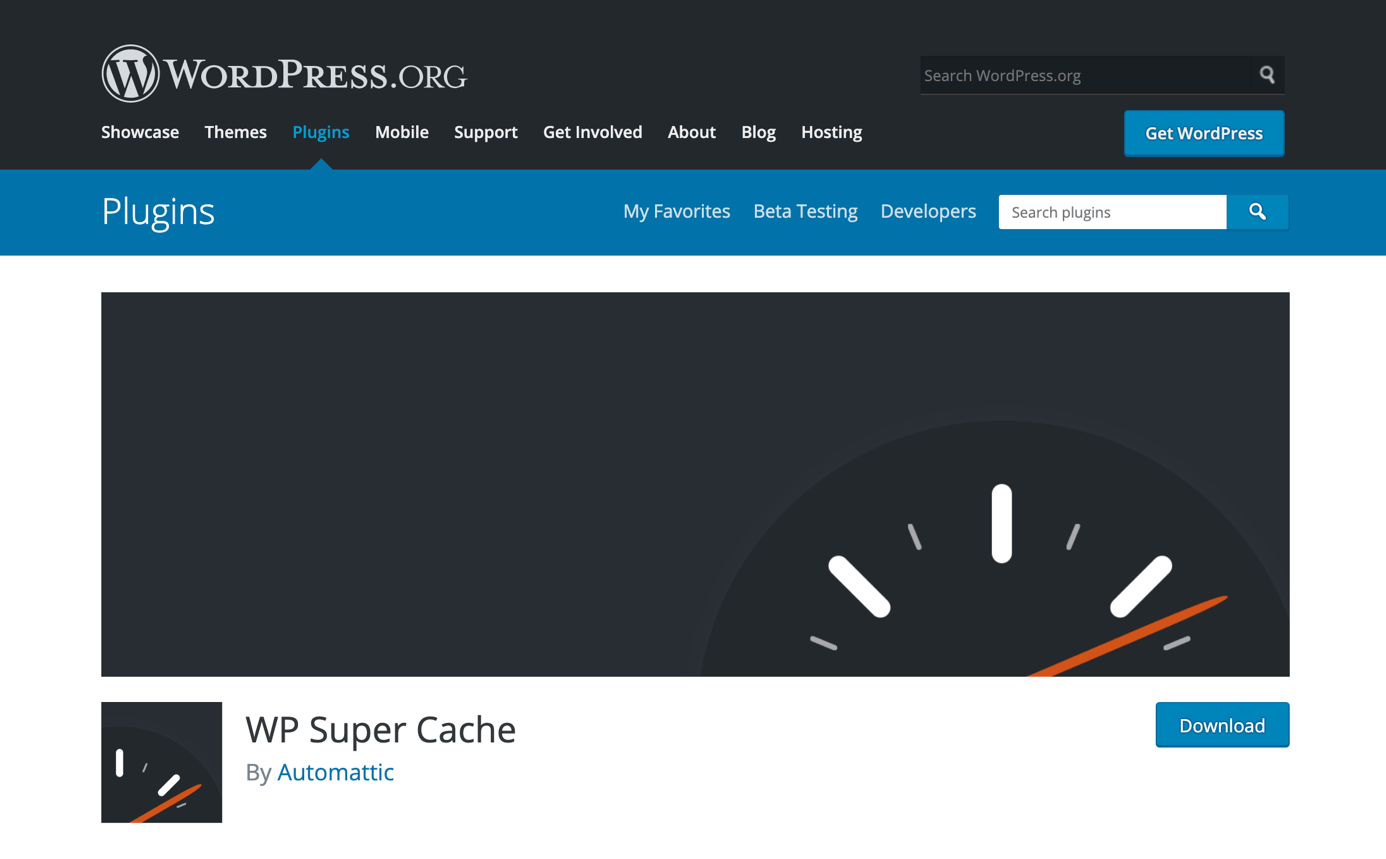 The WordPress caching plug-in WP Super Cache on WordPress.org