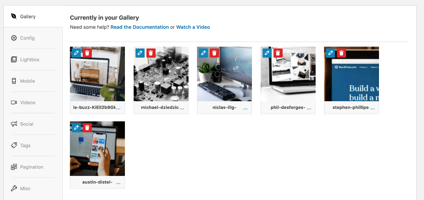 Drag and drop photos to sort them in the gallery