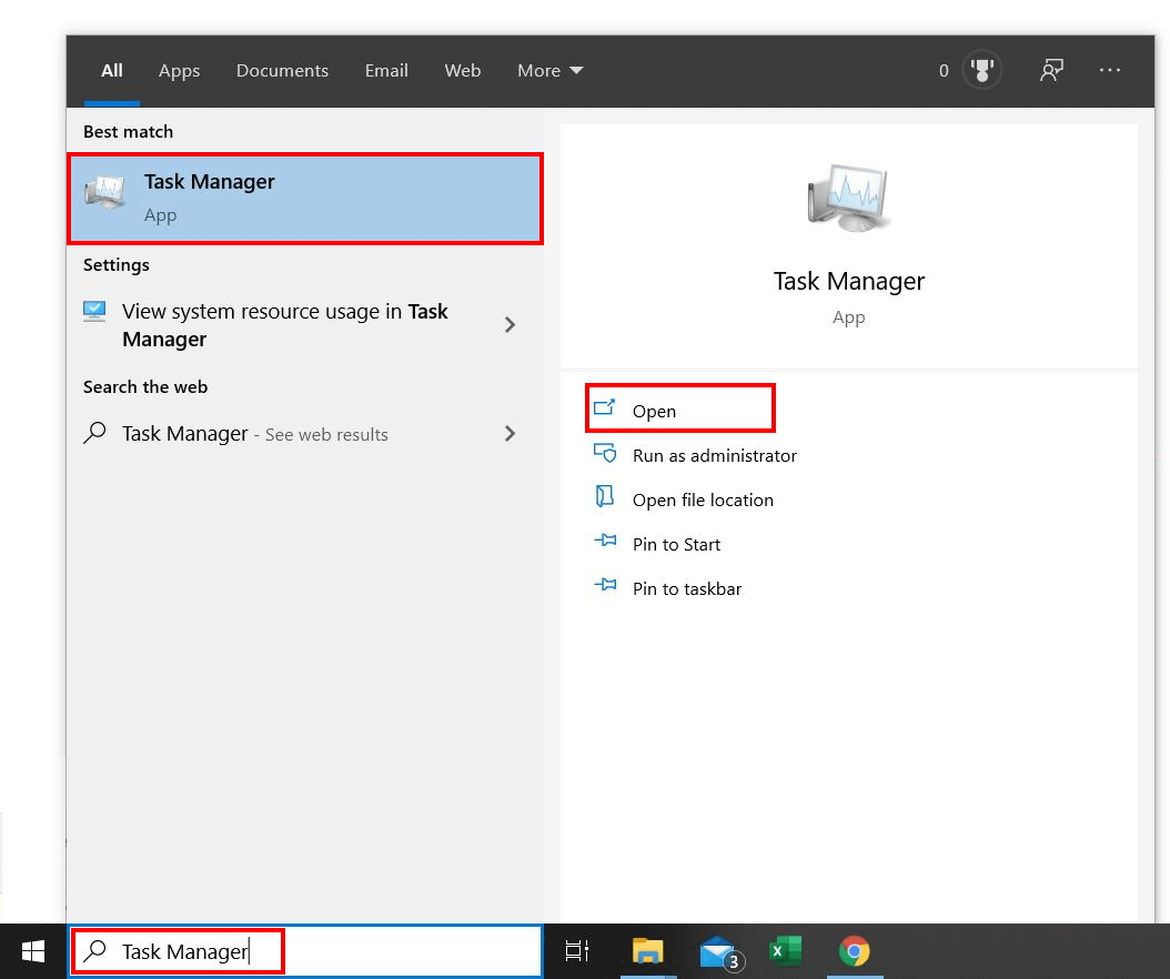 open task manager open task manager