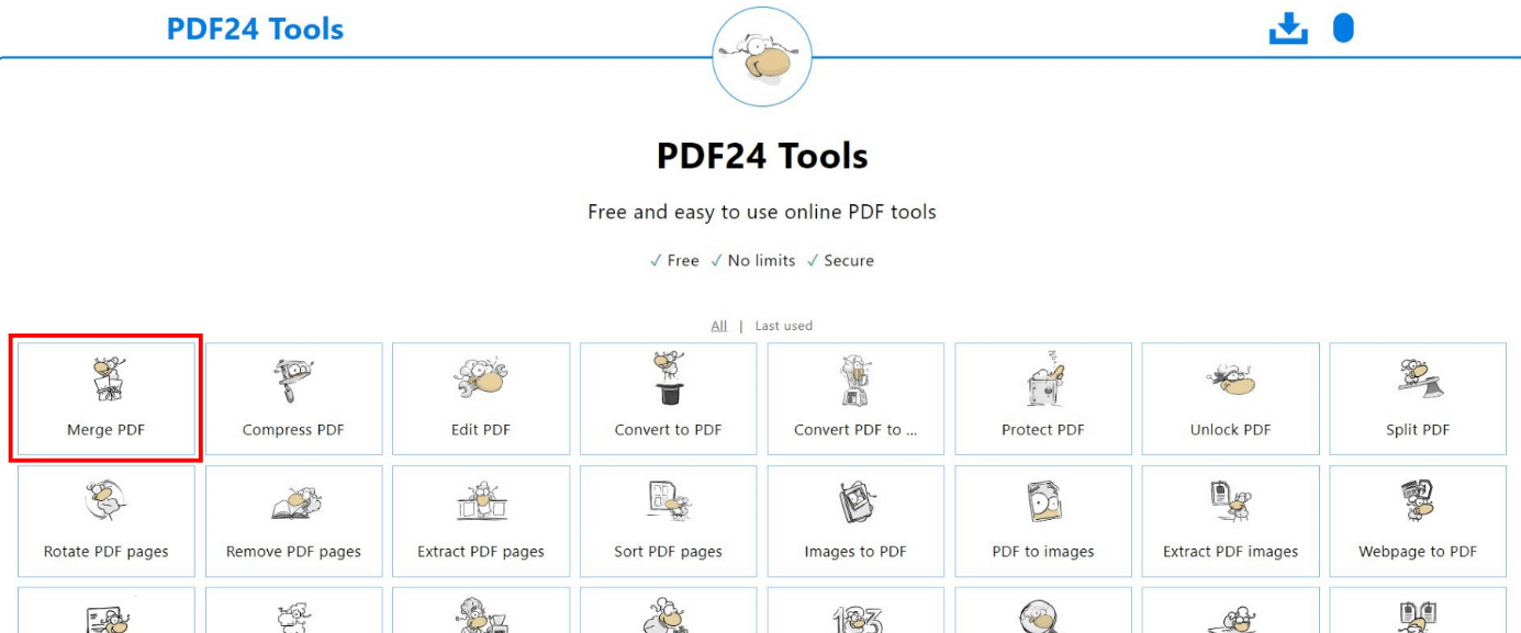 Overview of the functions offered by PDF24 Tools