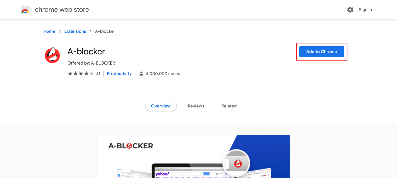 Use the “Add to Chrome” button to install an add-on in Chrome