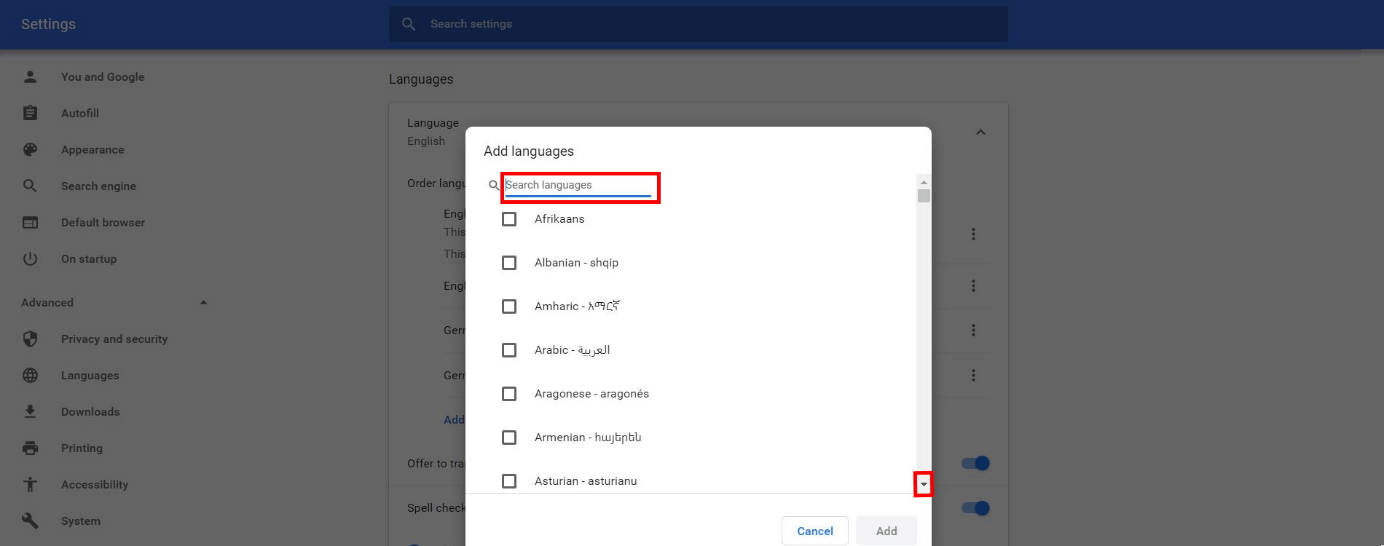 Adding a language in Google Chrome Adding a language in Google Chrome