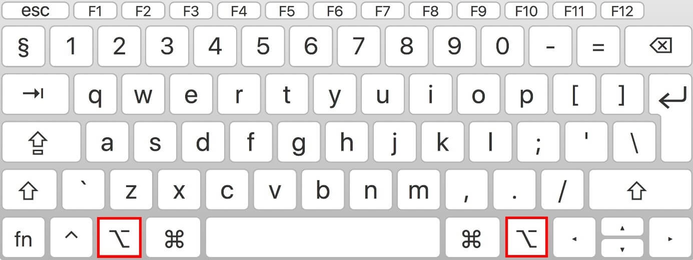 The Alt key on the Mac keyboard