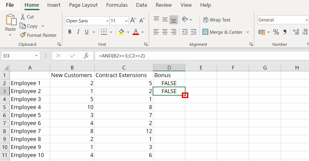 Excel AND function: extending it to multiple cells