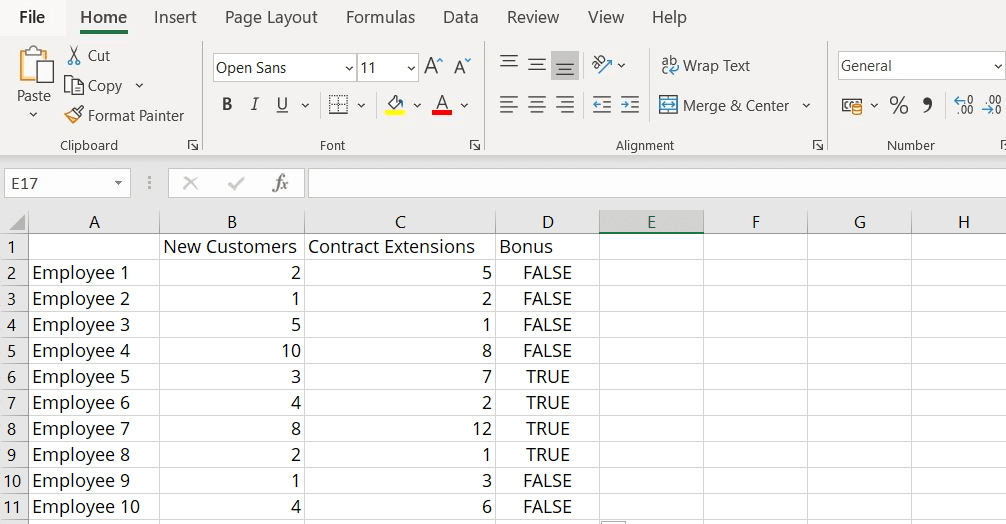 Excel AND: example of how it is used