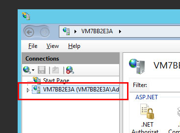 IIS manager: server selection