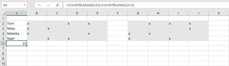 Adding two COUNTBLANK functions
