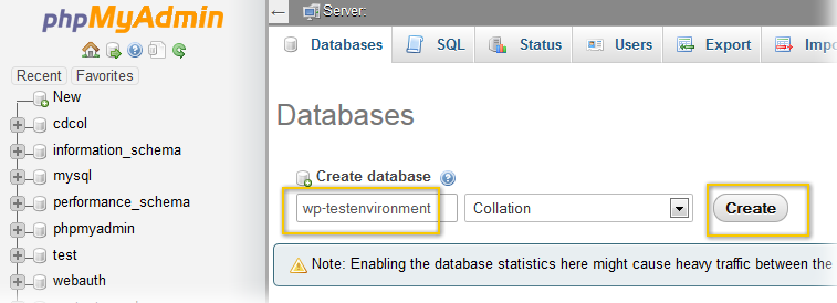 Create database