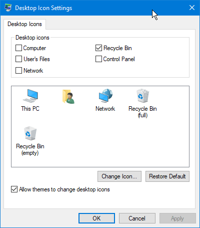 Desktop Icon Settings in Windows 10