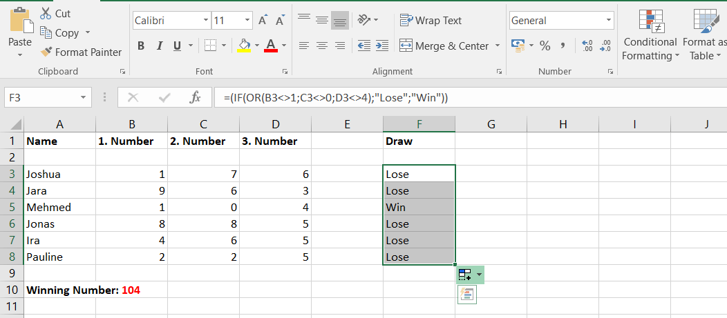 Excel: “Not equal to” sign used with IF and AND