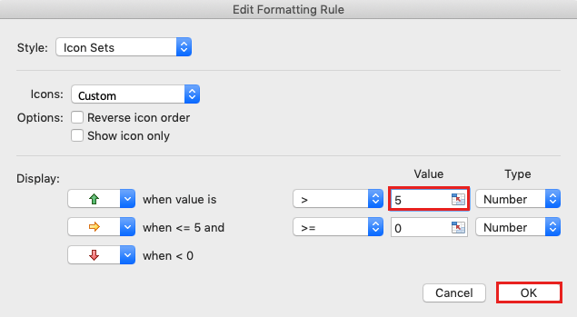 Excel: Edit formatting rules