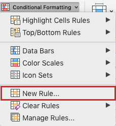 New rule for conditional formatting