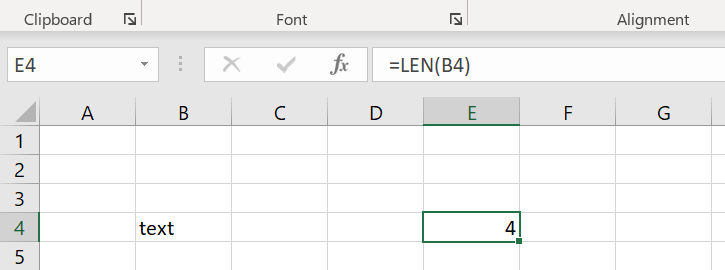 Excel LEN function: counting characters