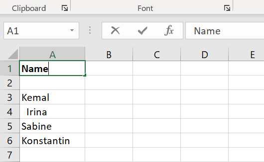 Excel: messy data set with extra spaces