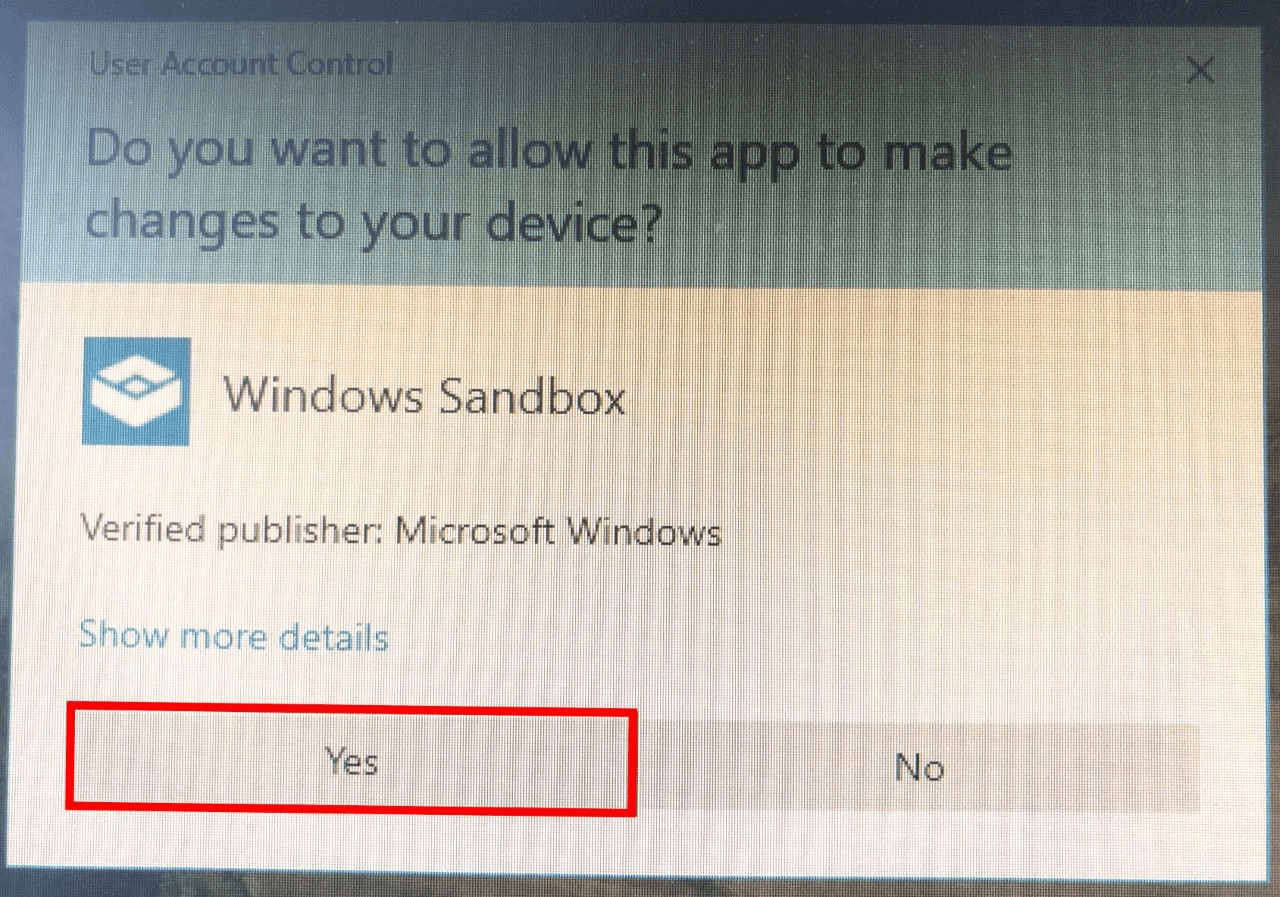 Enabling Windows Sandbox: Safety query