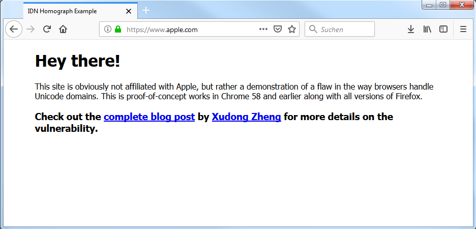 Example of a homographic attack Example of a homographic attack