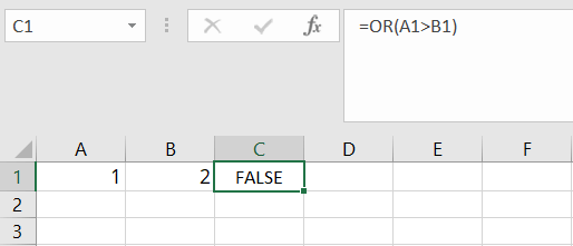Excel OR function with a simple argument