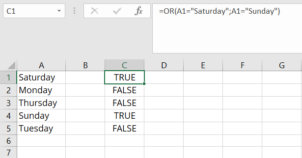 Excel OR function with multiple conditions in the form of text