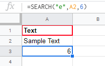 Finding the position of characters using the Excel SEARCH function
