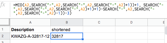 The Excel SEARCH function: Shortening product codes