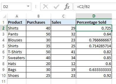 Excel spreadsheet without percentage formatting