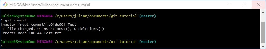 Git Tutorial: Git-Bash output after the “git commit” command