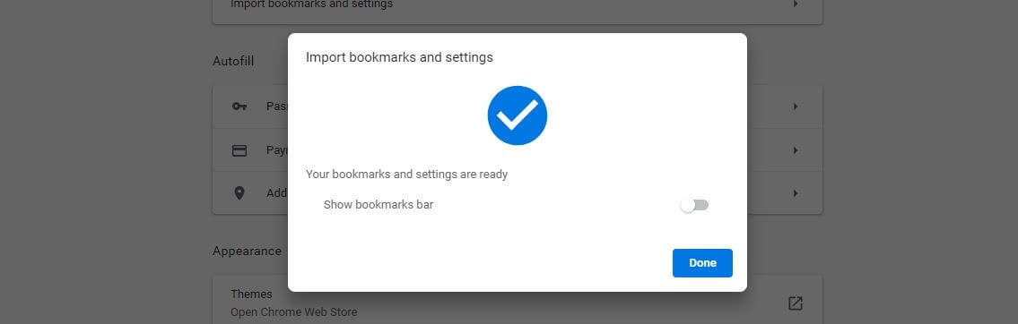Google Chrome: Importing bookmarks