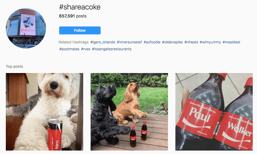Hashtag marketing: #shareacoke by Coca-Cola