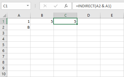How the column and row parameters are split in the INDIRECT function