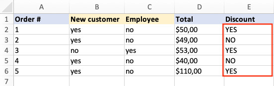 Excel: Results from combining multiple functions