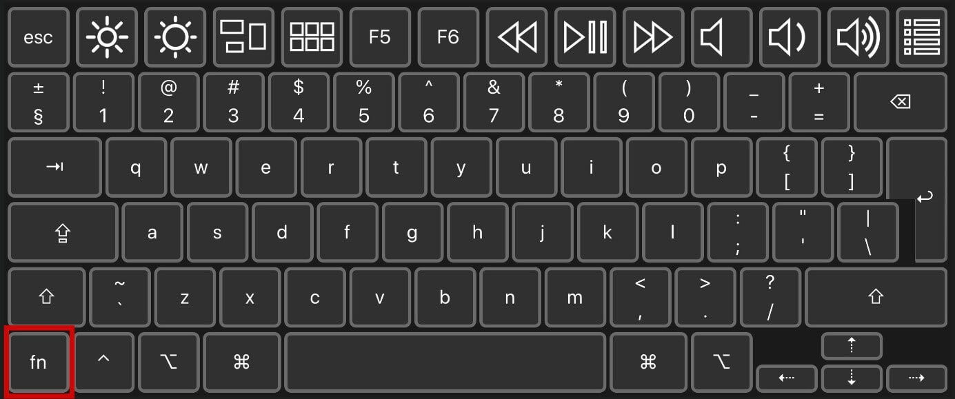 Keyboard with an Fn key to activate function keys