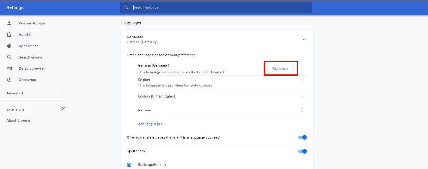 How to change language in google chrome