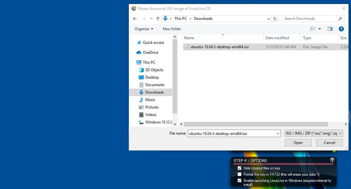 how to install linux from a usb drive