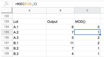 Excel: Example of calculating remaining quantities of output