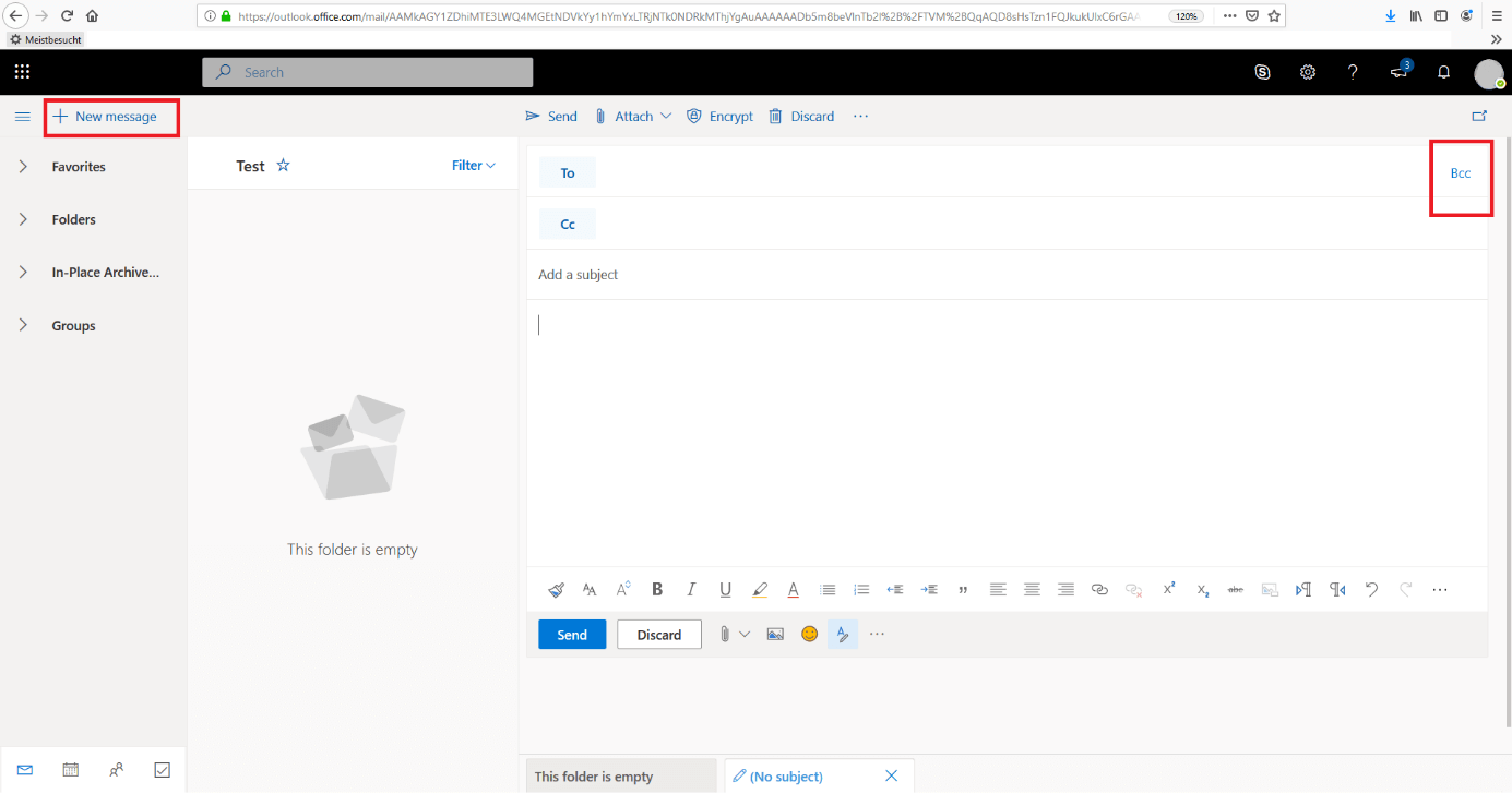 Outlook on the web: User interface