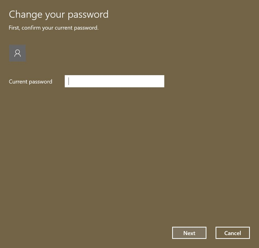 Windows 10: Change password