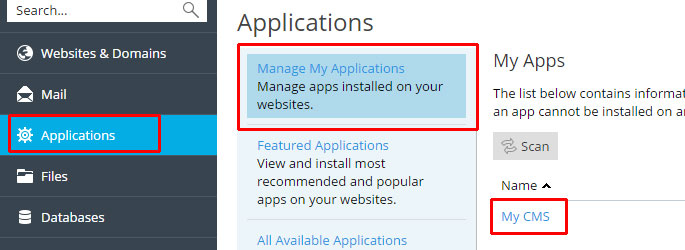 Manage My Applications on My CMS
