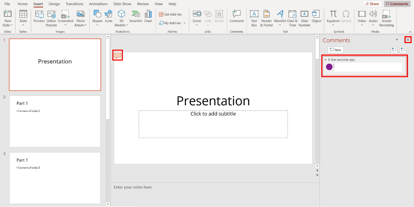 PowerPoint: comments