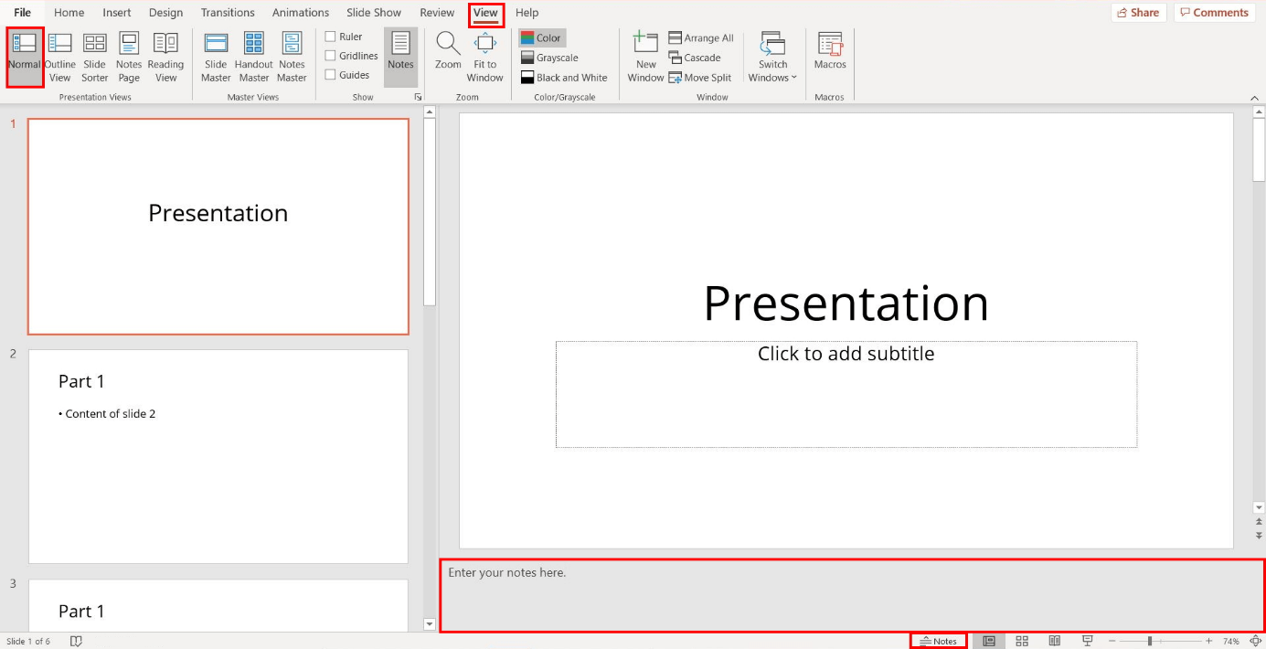 power point presentation notes