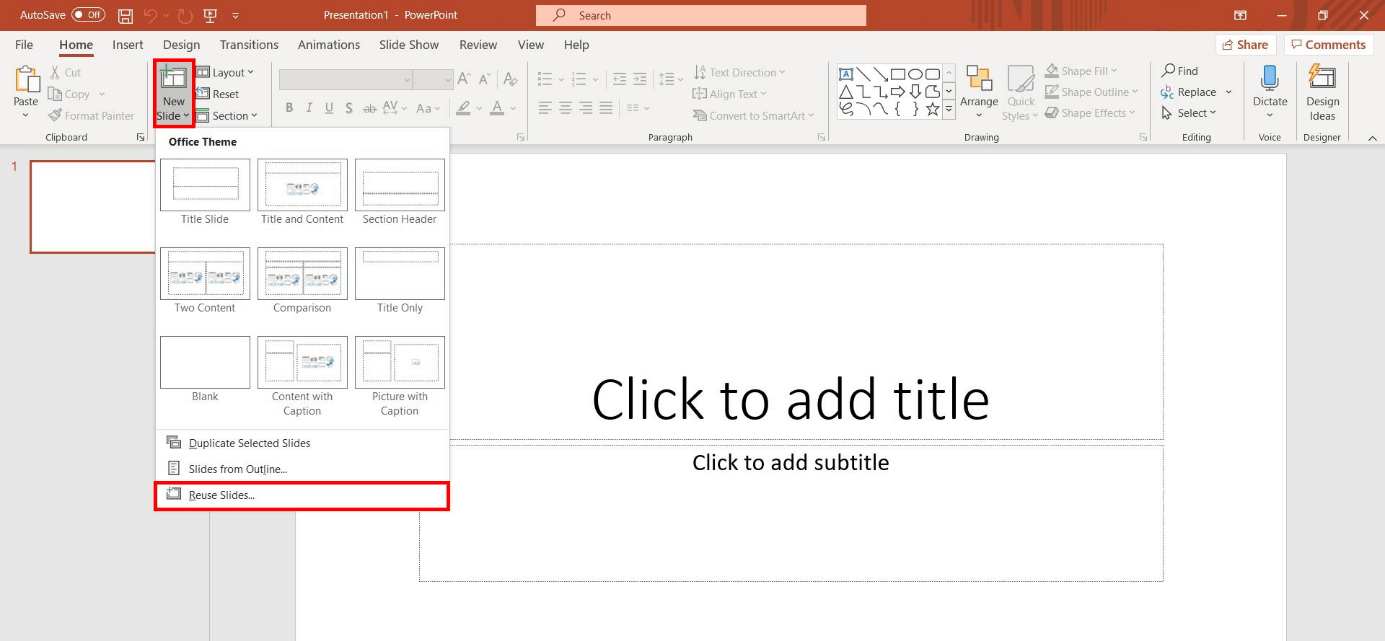 Recover unsaved PowerPoint: reuse slides