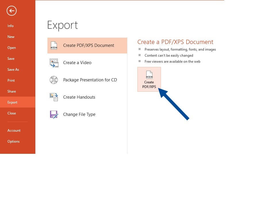 Save PowerPoint as PDF, step 3
