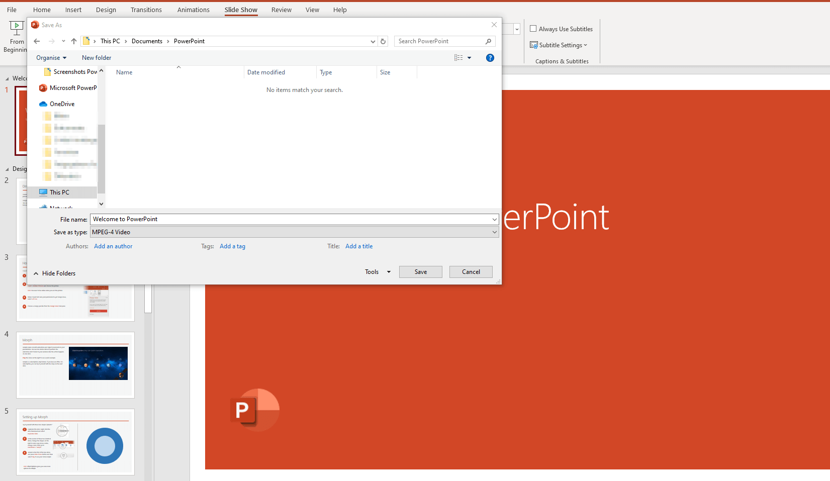 Save PowerPoint as video